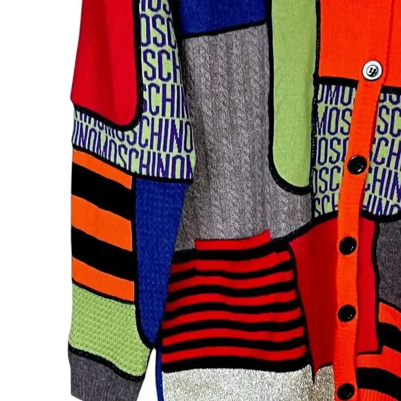Moschino Couture Jeremy Scott US 6 Patchwork Wool Cardigan Sweater - Picture 13 of 14